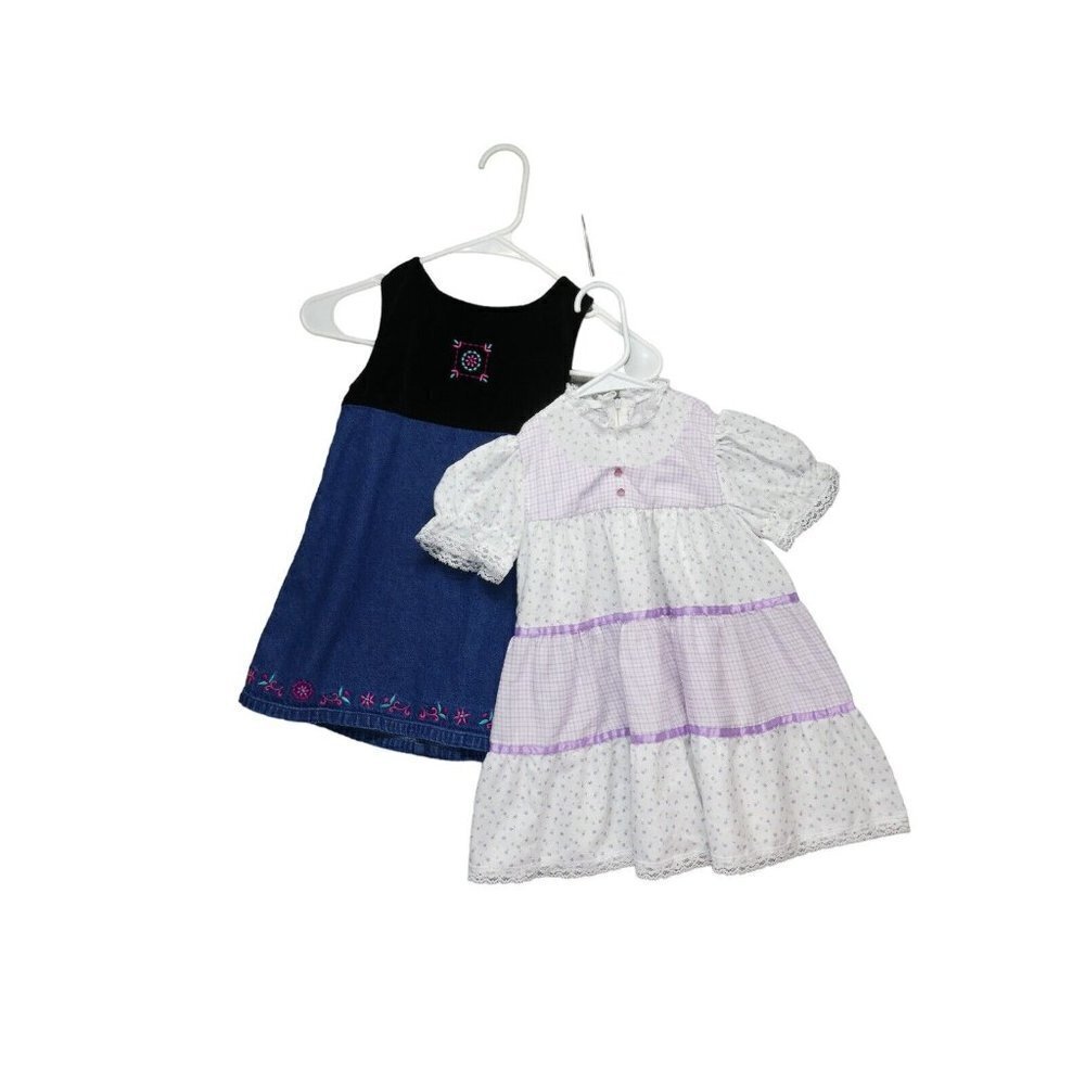Lot of 2 Vintage Toddler Girl‎ Size 3T Dresses Just Friend and Bow Age